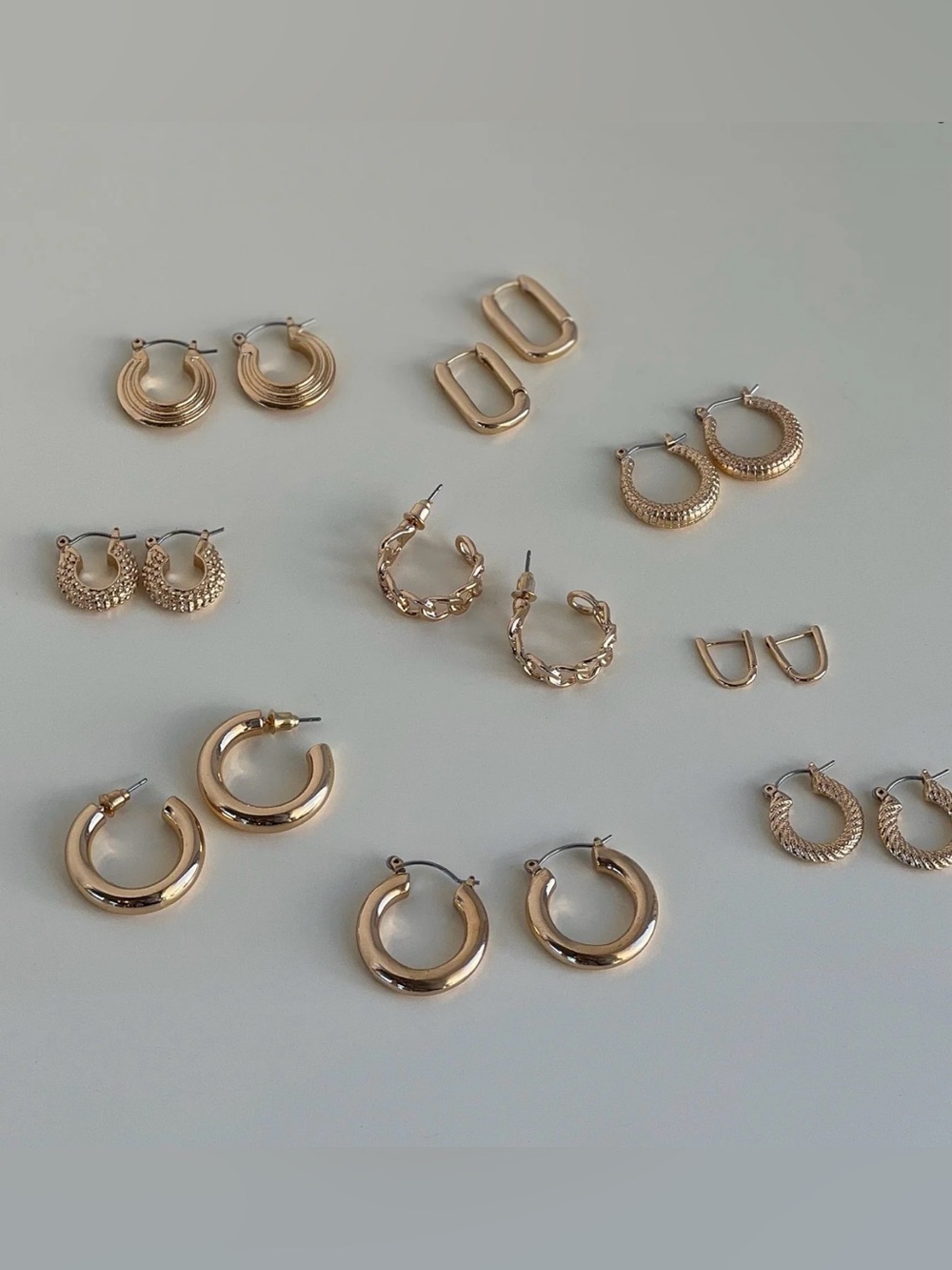 Princess Polly Gold Hoop Earring Set - Mixed Textures